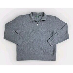 Orvis Pullover Zip Quilted Fleece Men's Large Gray Sweater Sweatshirt